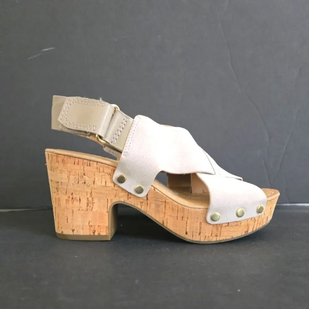 Franco Sarto Suede Slingback Kicks Platforms Sandals Size 6